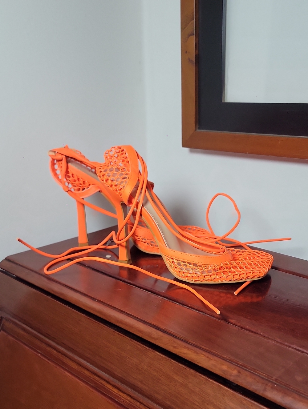 Fluorescent Orange Net Pumps.